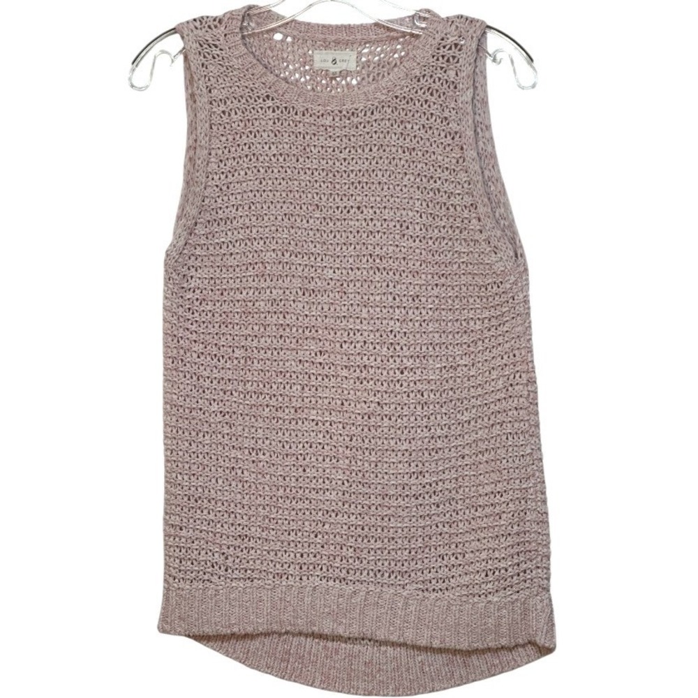 Lou & Grey Sweater Sleeveless Dusty Rose Pink Summer‎ Crochet Knit Vacation  XS